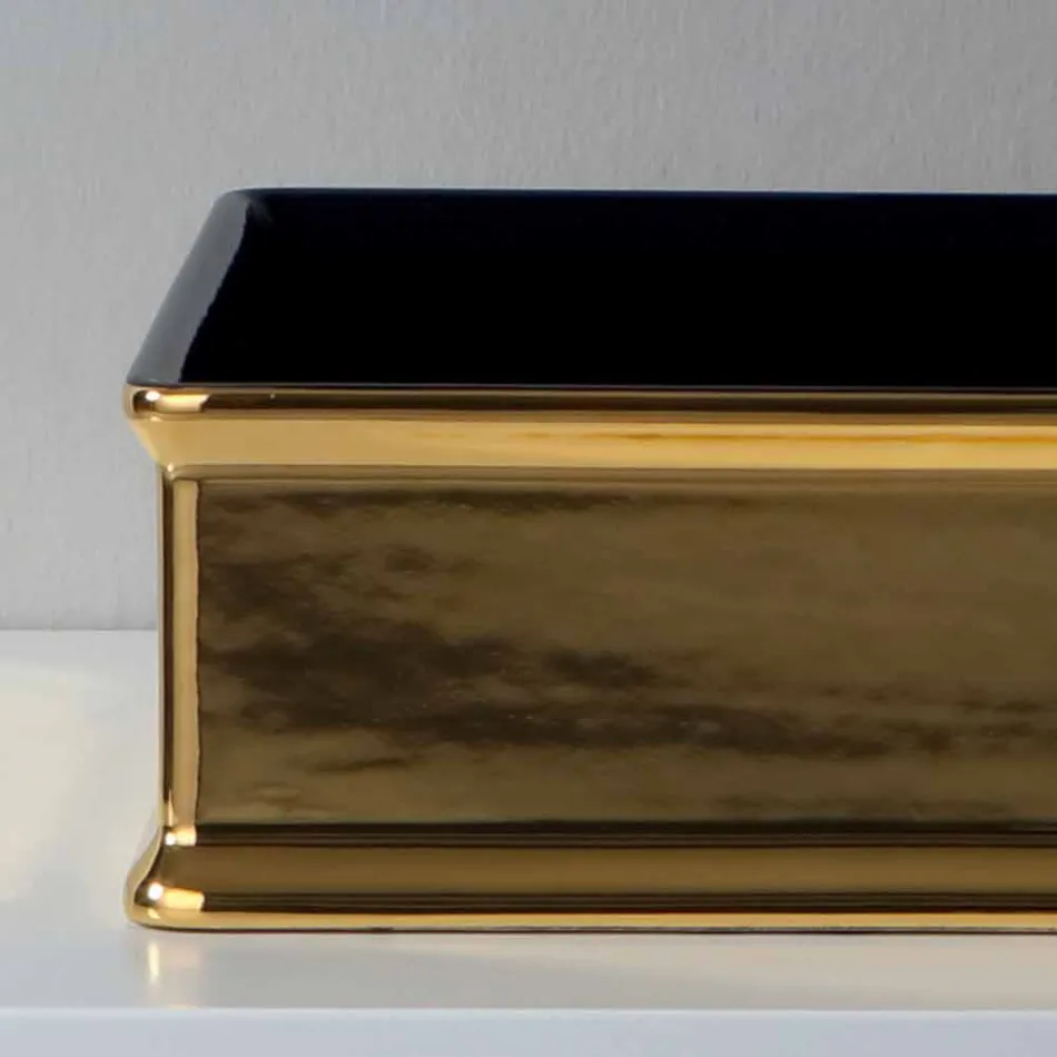 Two-colour ceramic countertop washbasin produced in Italy by Debora Viadurini