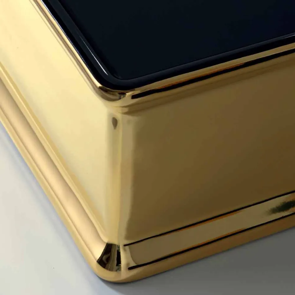 Two-colour ceramic countertop washbasin produced in Italy by Debora Viadurini