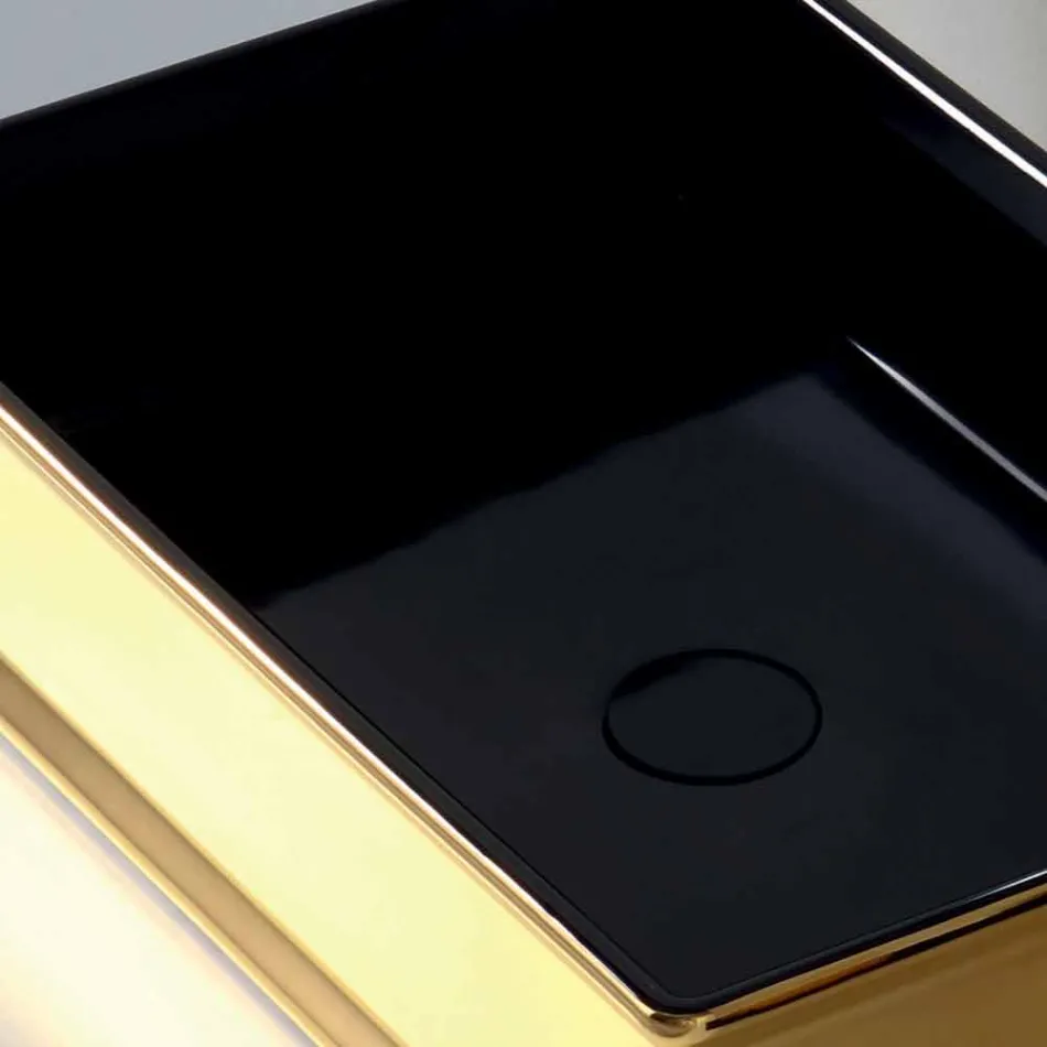 Two-colour ceramic countertop washbasin produced in Italy by Debora Viadurini