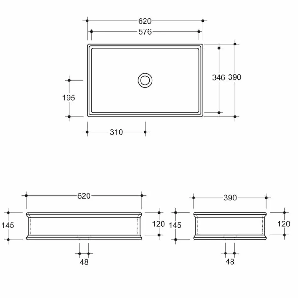 Two-colour ceramic countertop washbasin produced in Italy by Debora Viadurini