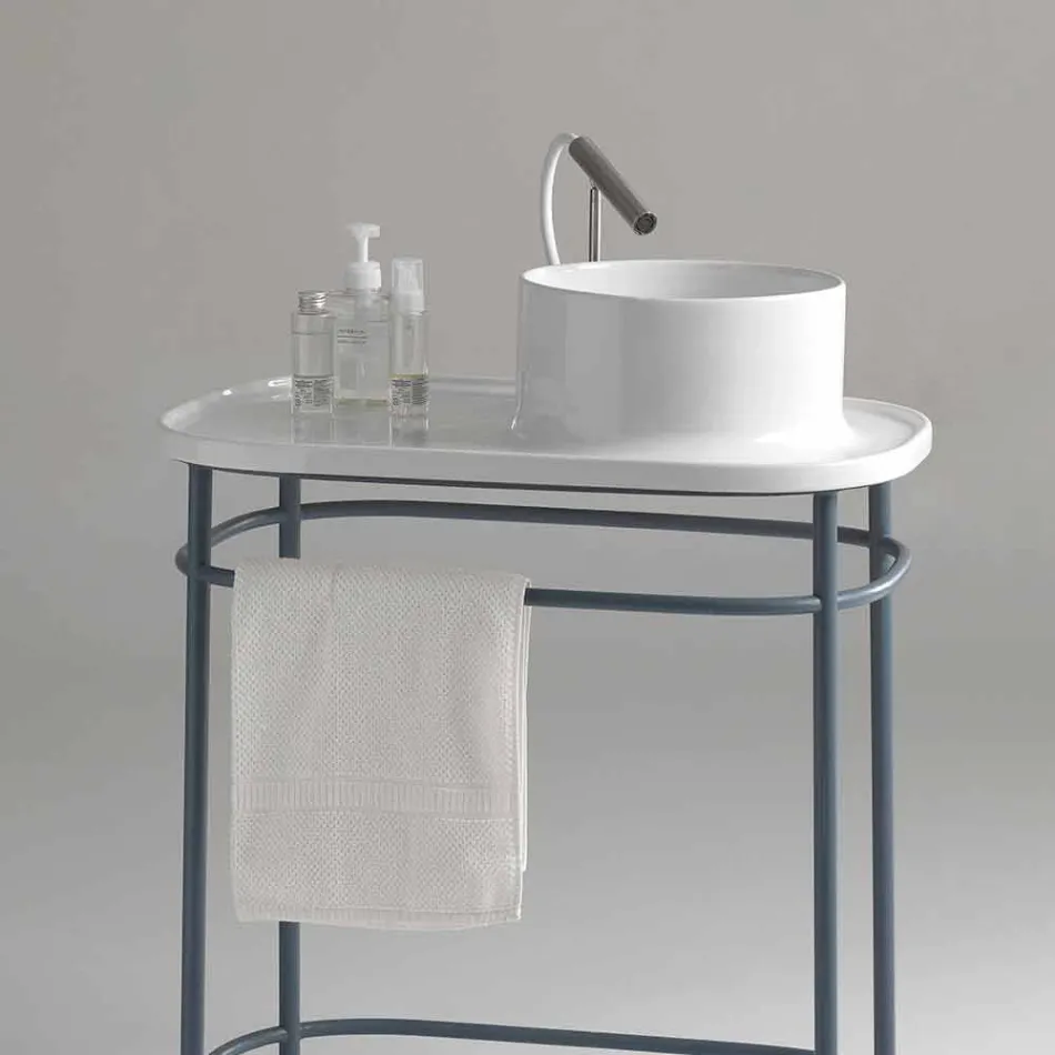 Washbasin in full ceramic metal base Marta Viadurini