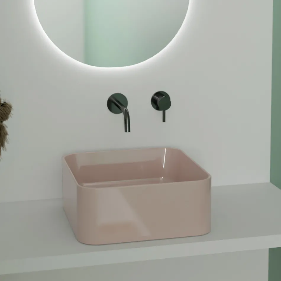 Countertop Ceramic Washbasin with Waste Included Made in Italy - Box Viadurini
