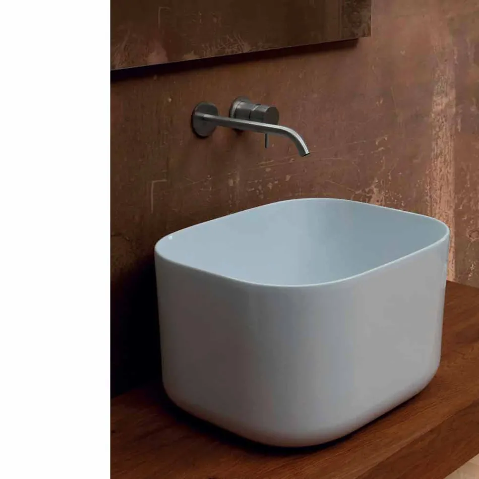 Contemporary design ceramic countertop washbasin Star Rectangular 50x40cm Viadurini