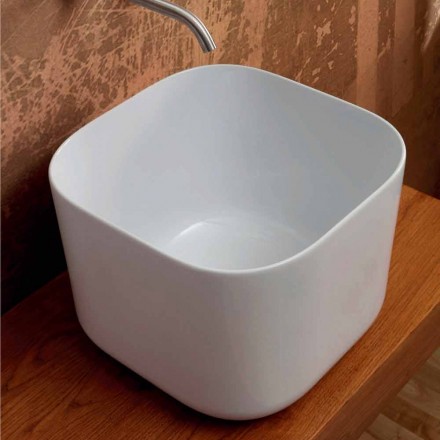 Modern design ceramic countertop washbasin Star Square 40x40 cm Viadurini