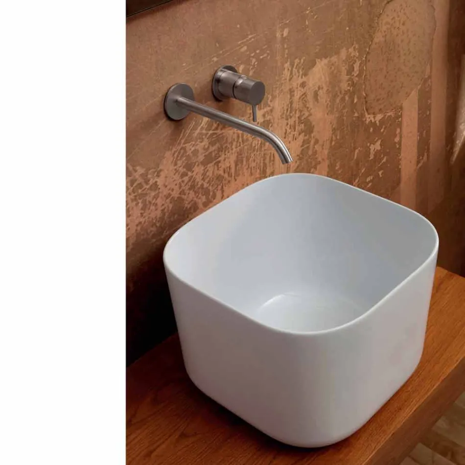 Modern design ceramic countertop washbasin Star Square 40x40 cm Viadurini