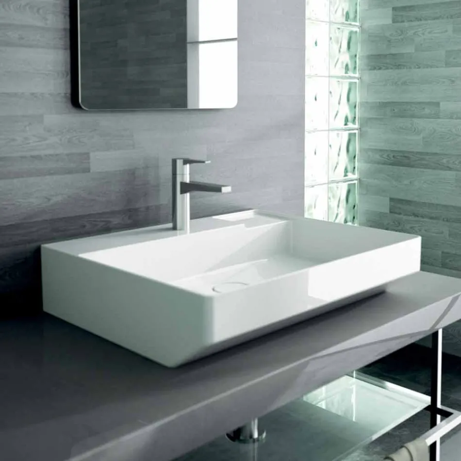 Ceramic counter top washbasin made in Italy, Viviano Viadurini