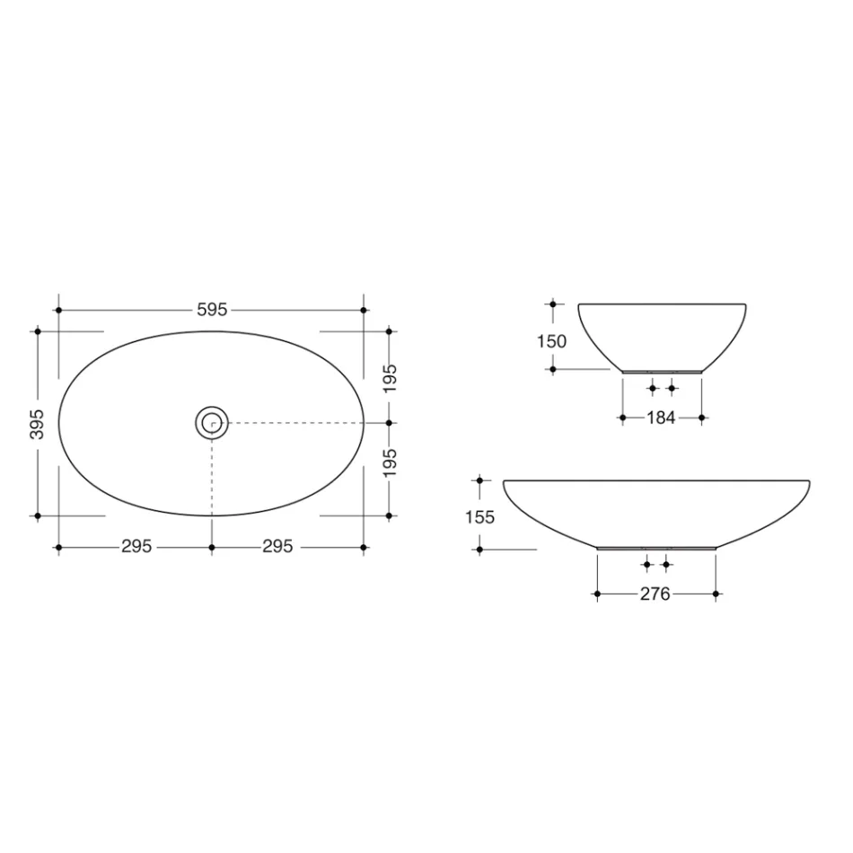 Countertop washbasin in glossy or matt ceramic Made in Italy - Ferry Viadurini