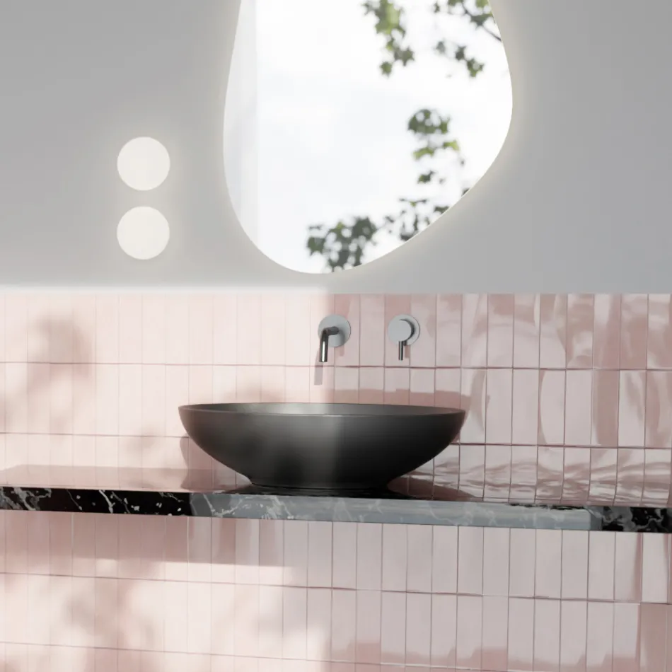 Countertop washbasin in glossy or matt ceramic Made in Italy - Ferry Viadurini