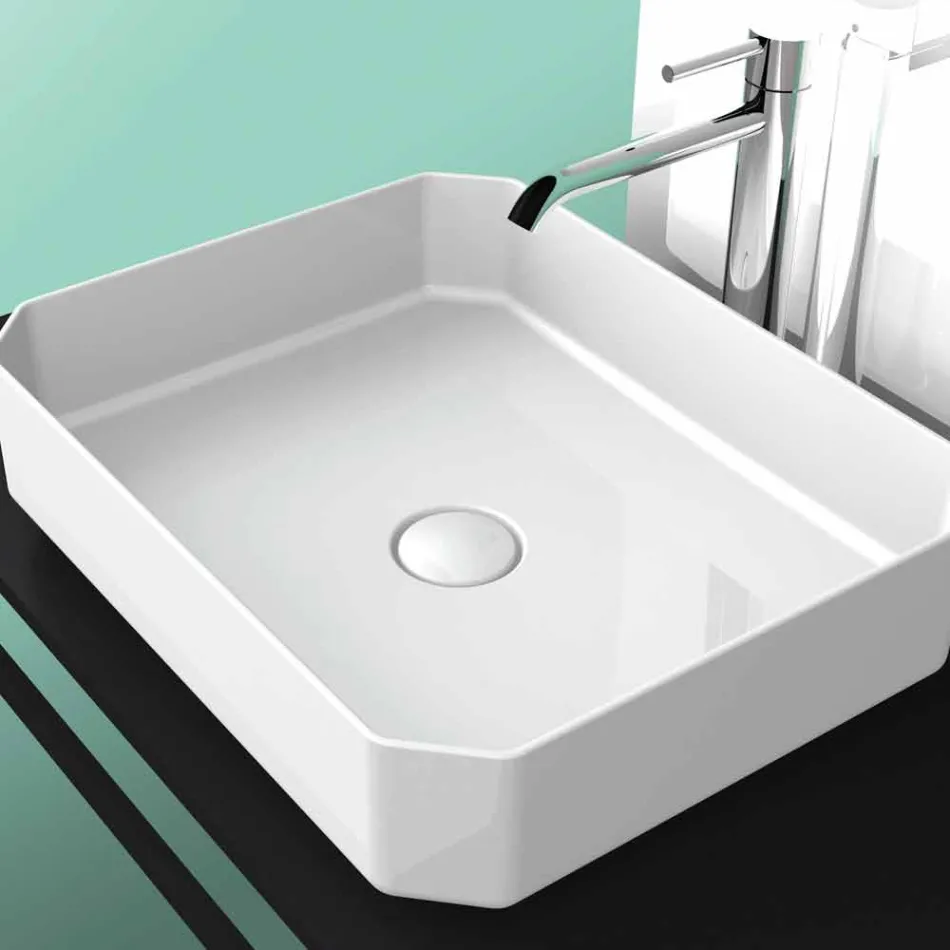 Modern ceramic counter top washbasin made in Italy, Zulimo Viadurini