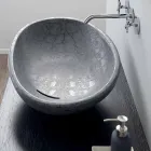 Countertop washbasin in grey coconut printed ceramic made in Italy Glossy Viadurini
