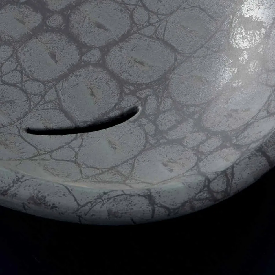 Countertop washbasin in grey coconut printed ceramic made in Italy Glossy Viadurini