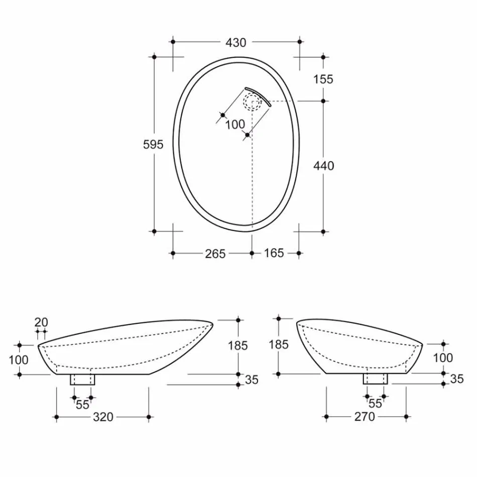 Countertop washbasin in grey coconut printed ceramic made in Italy Glossy Viadurini