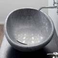 Countertop washbasin in ceramic with grey coconut print Glossy