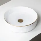 Countertop Sink in Porcelain Stoneware with Enamelled Edge - Vibration Viadurini