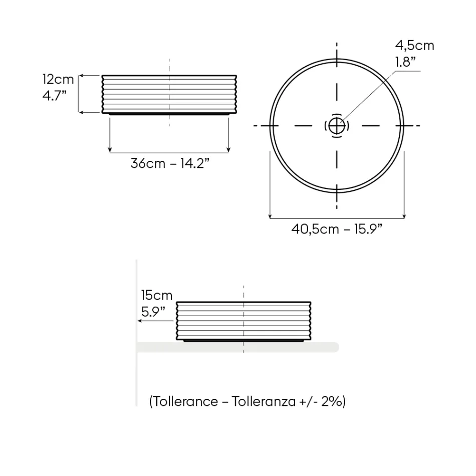 Countertop Sink in Porcelain Stoneware with Enamelled Edge - Vibration Viadurini