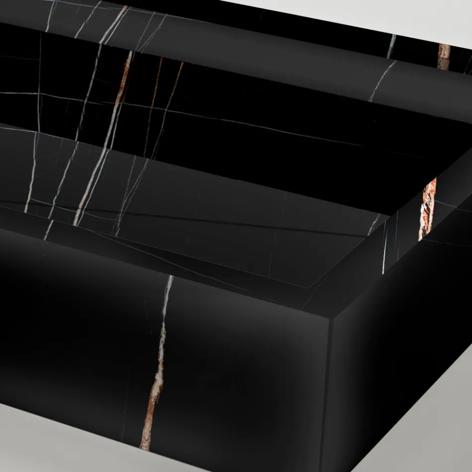 Countertop Sink in Marble-Effect Porcelain Stoneware Made in Italy - Cervia Viadurini