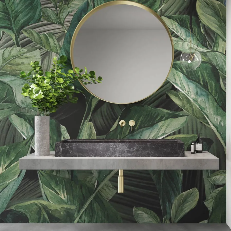 Countertop Washbasin in Marble Effect Porcelain Stoneware Made in Italy - Cervia Viadurini