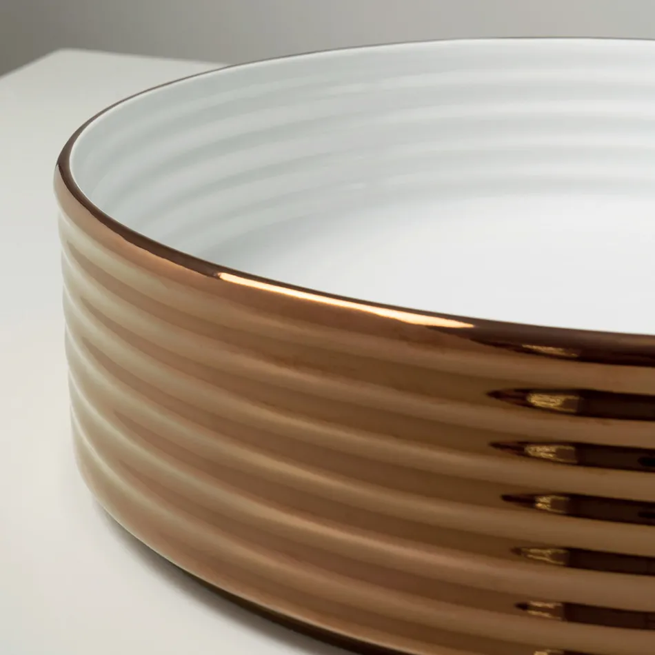 Countertop Washbasin in Wavy Porcelain Stoneware Made in Italy - Vibrazione Viadurini