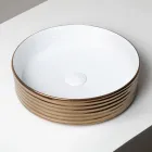 Countertop Washbasin in Wavy Porcelain Stoneware Made in Italy - Vibrazione Viadurini