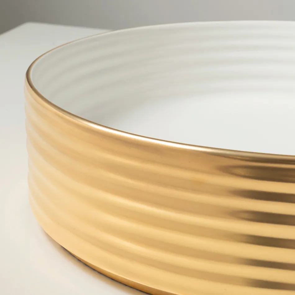 Countertop Washbasin in Wavy Porcelain Stoneware Made in Italy - Vibrazione Viadurini