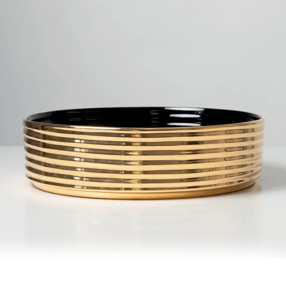 Countertop Washbasin in Wavy Porcelain Stoneware Made in Italy - Vibrazione Viadurini