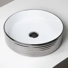 Countertop Washbasin in Wavy Porcelain Stoneware Made in Italy - Vibrazione Viadurini