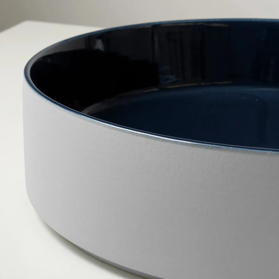 Halo Hand-Turned Porcelain Stoneware Countertop Washbasin Made in Italy Viadurini