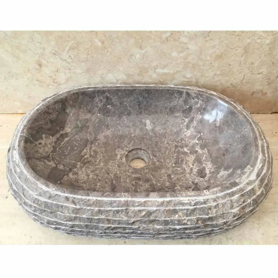 Ivy grey stone countertop washbasin, unique piece Viadurini