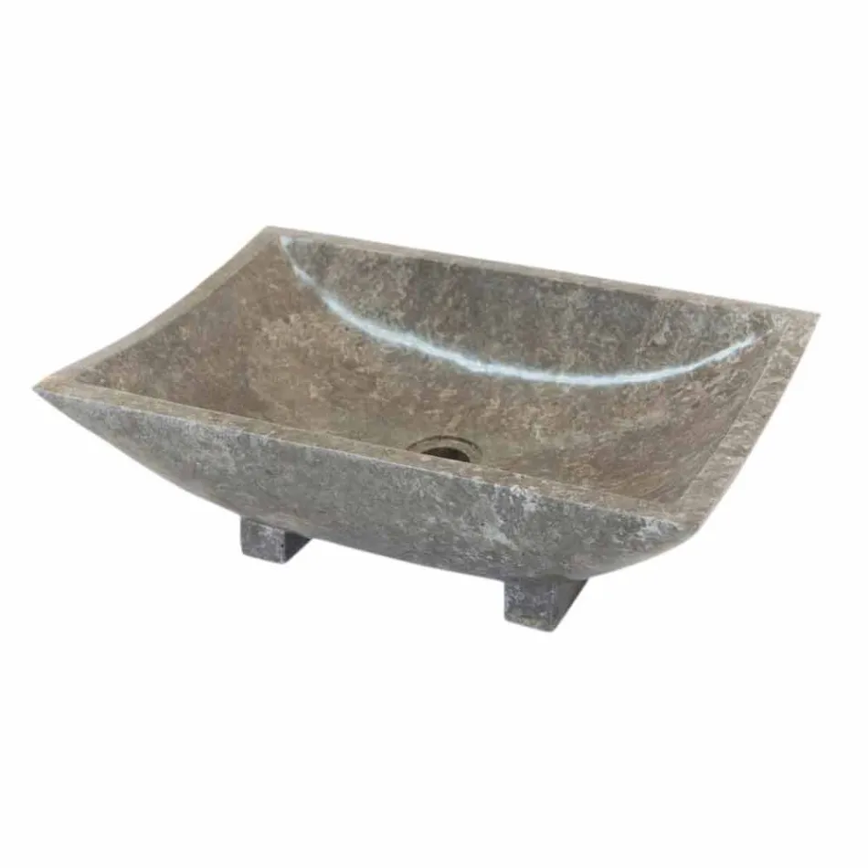 Washbasin in natural grey stone Iria, one piece Viadurini