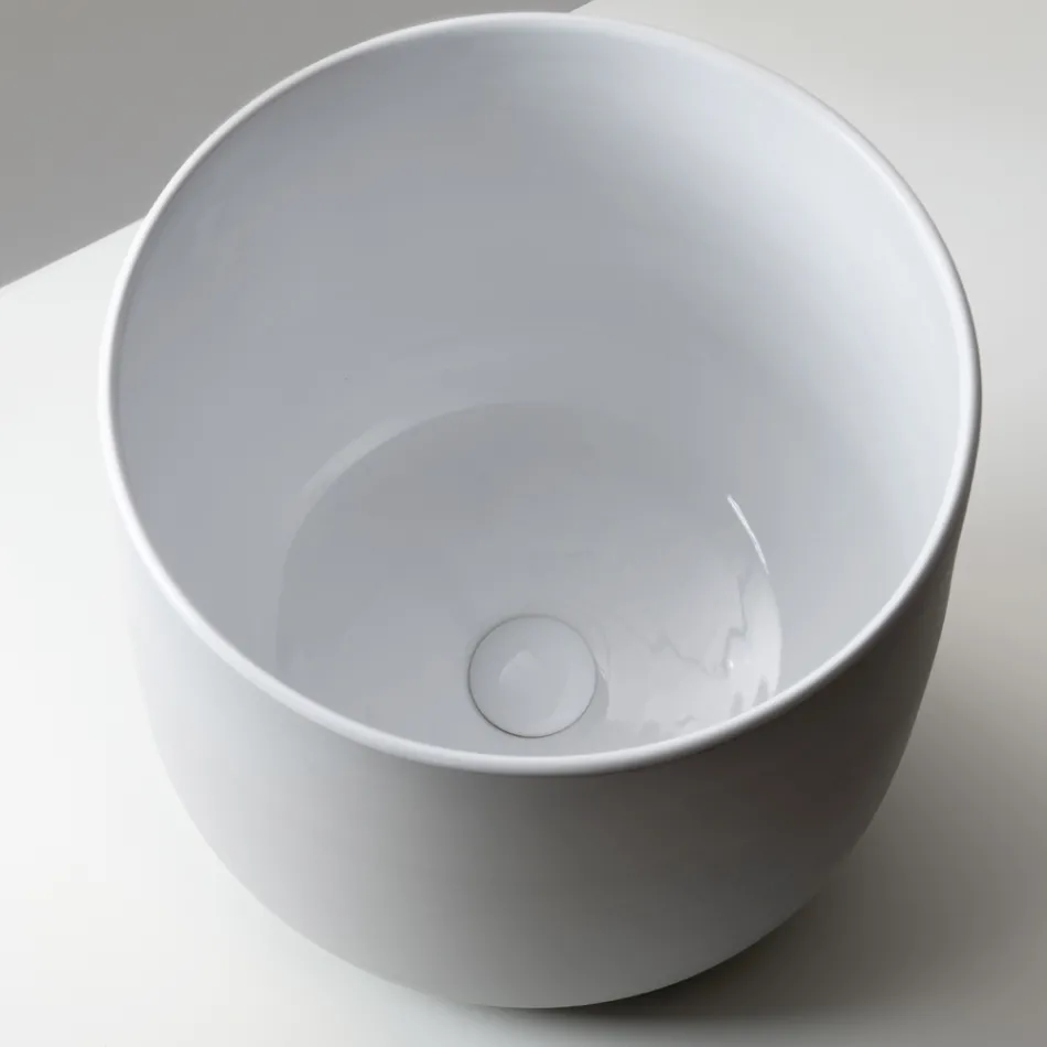 Hand-Turned Porcelain Countertop Washbasin - Nomad Viadurini