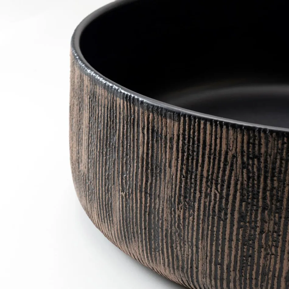 Balance Hand-Stripped Natural Red Earth Countertop Washbasin Viadurini