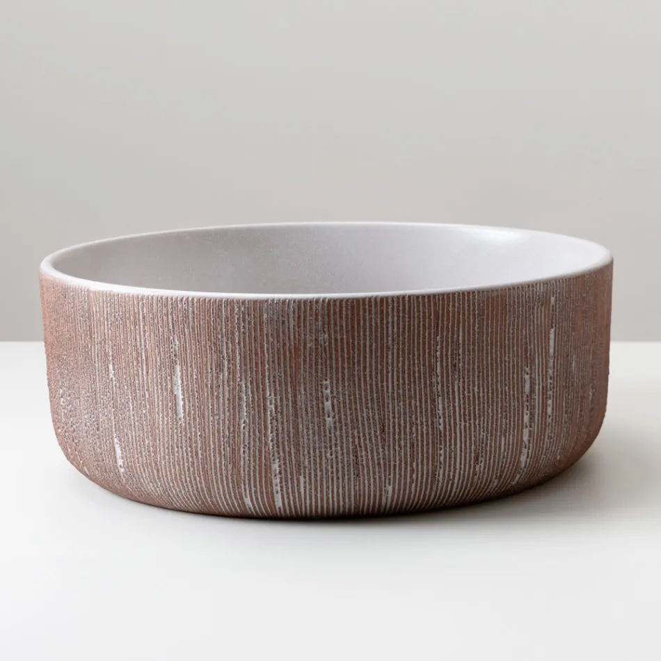 Balance Hand-Stripped Natural Red Earth Countertop Washbasin Viadurini