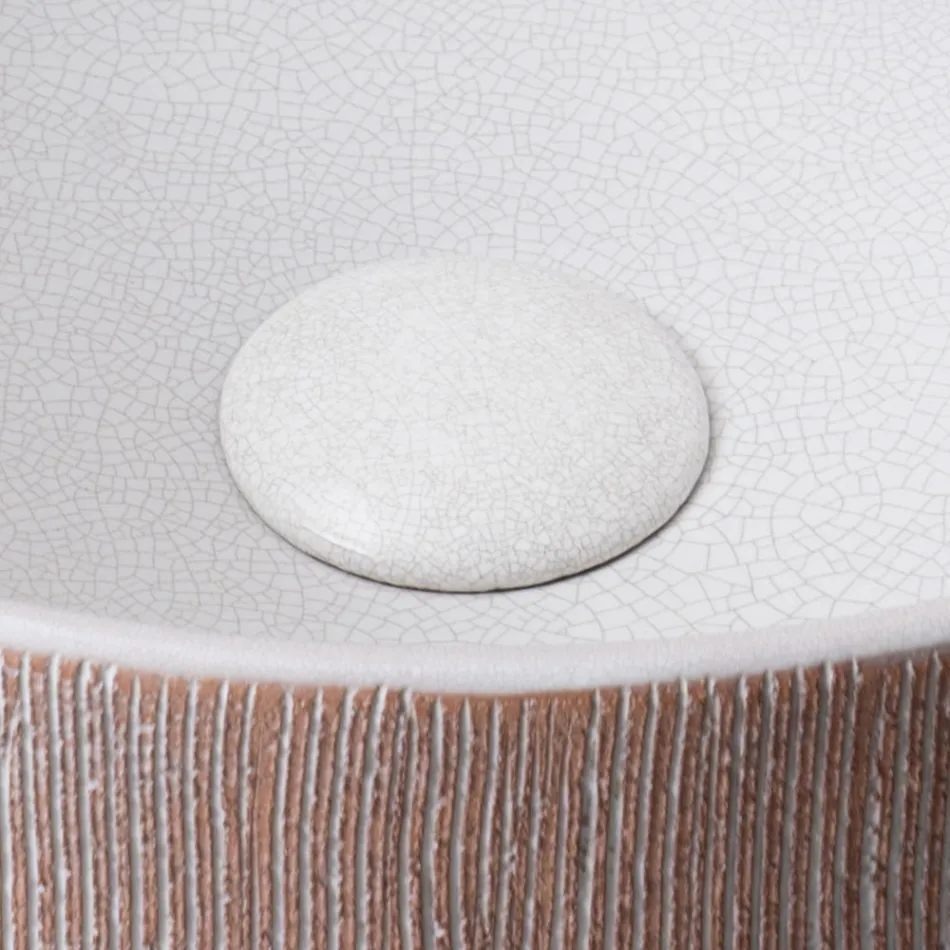 Balance Hand-Stripped Natural Red Earth Countertop Washbasin Viadurini