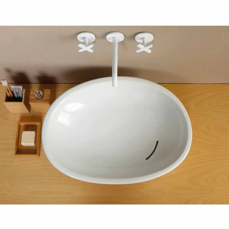 Design inclined ceramic washbasin made in Italy Glossy Viadurini