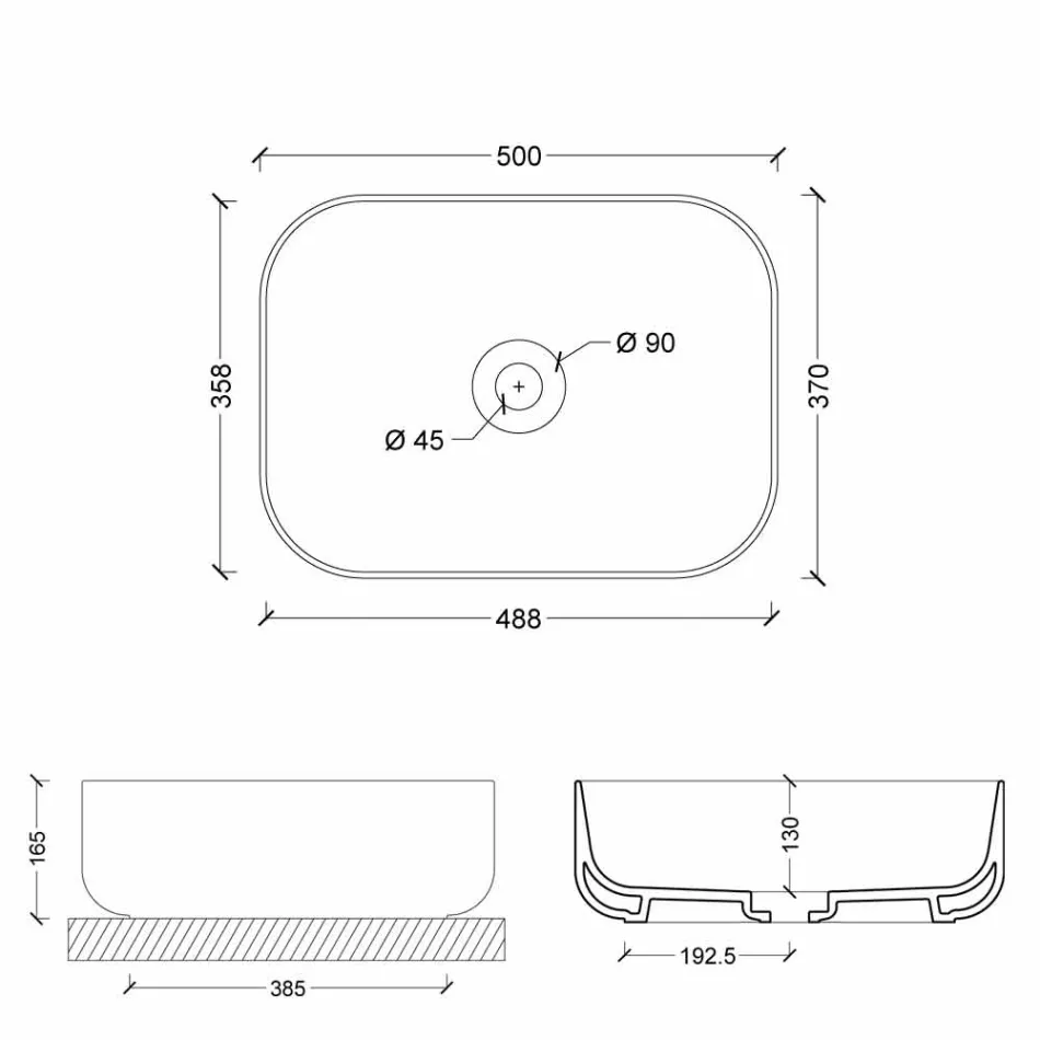 Modern countertop washbasin in white or colored ceramic Star 50x37 cm Viadurini