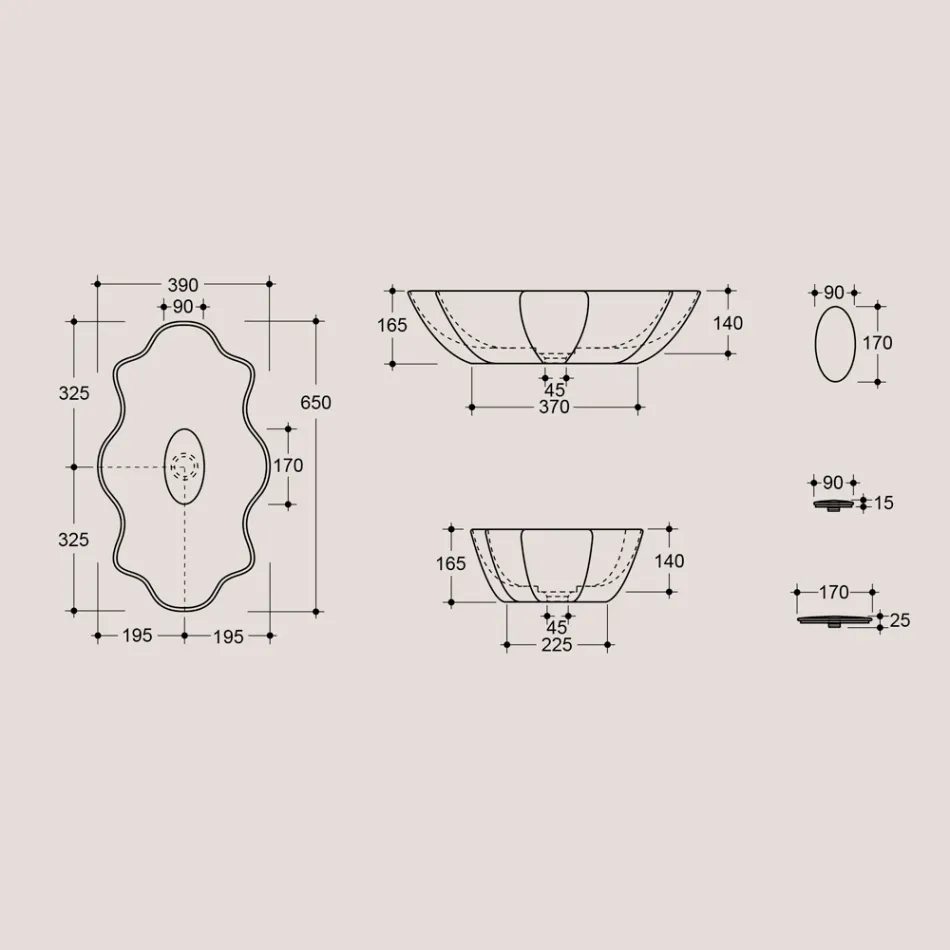 Modern Countertop Washbasin in Glossy Ceramic Made in Italy - Cube Viadurini