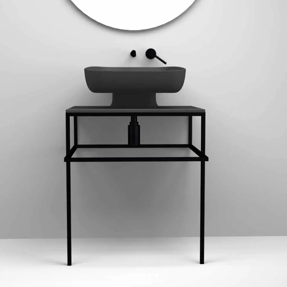 Modern ceramic countertop washbasin made in Italy, Reale Viadurini