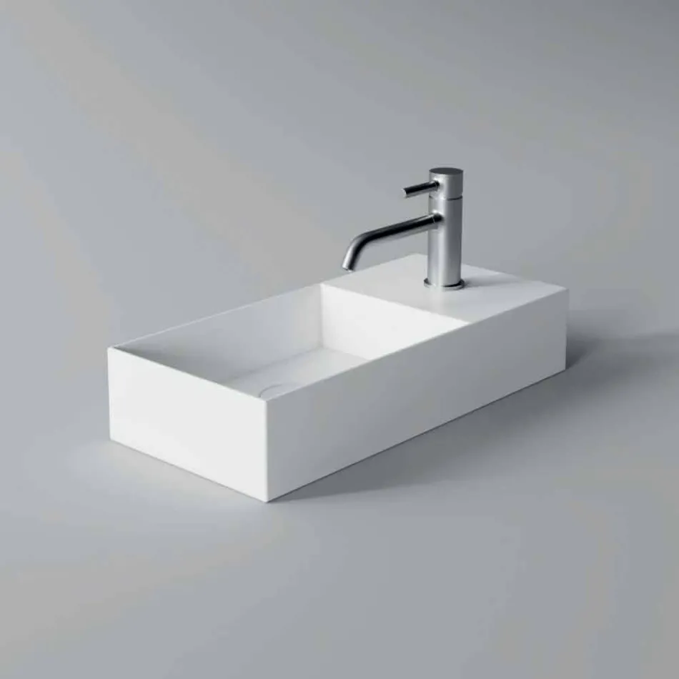 Rectangular Ceramic Counter Top Washbasin Made in Italy - Act Viadurini
