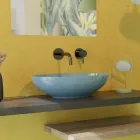 Oval Countertop Washbasin in Glossy Ceramic L 50 cm Made in Italy - Ferry Viadurini