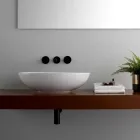 Oval Countertop Washbasin in Glossy Ceramic Made in Italy - Ferry Viadurini