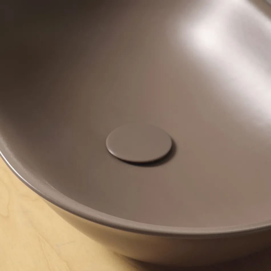 Oval Countertop Washbasin in Matt Ceramic Made in Italy - Nelly Viadurini