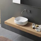 Countertop Washbasin in White Ceramic Modern Oval Design - Tune3 Viadurini