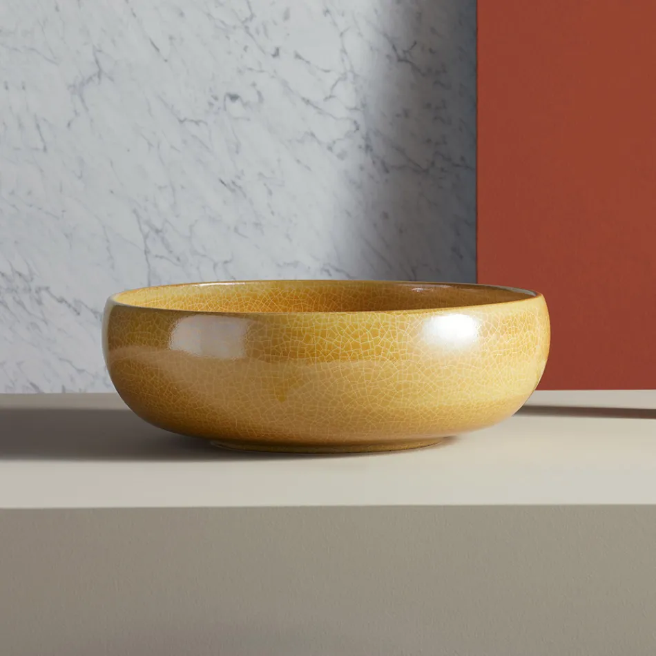 Countertop Bathroom Washbasin Made of Fire Clay Made in Italy - Tallone Viadurini