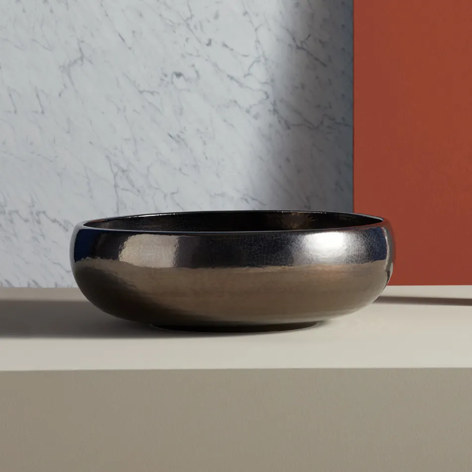 Countertop Bathroom Washbasin Made of Fire Clay Made in Italy - Tallone Viadurini