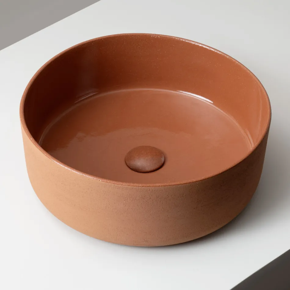 Countertop Washbasin Made of Natural Earth in Various Finishes - Balance Viadurini