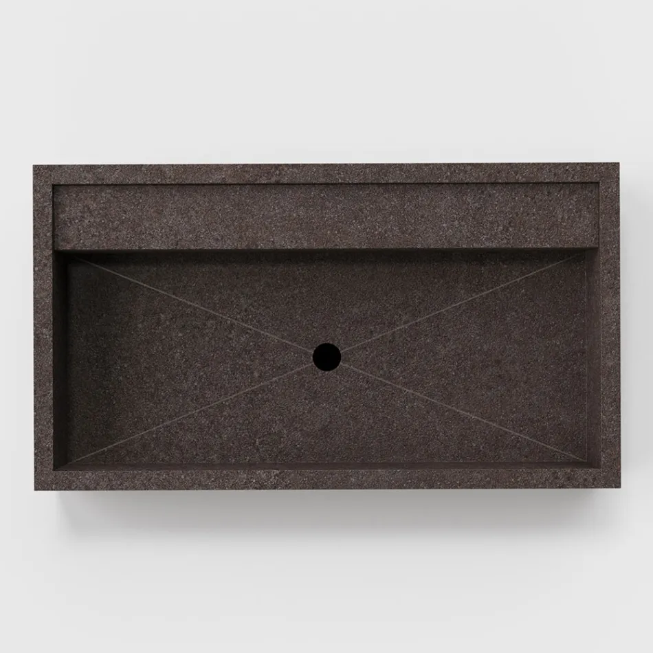 Rectangular Countertop Washbasin in Porcelain Stoneware Made in Italy - Cervia Viadurini