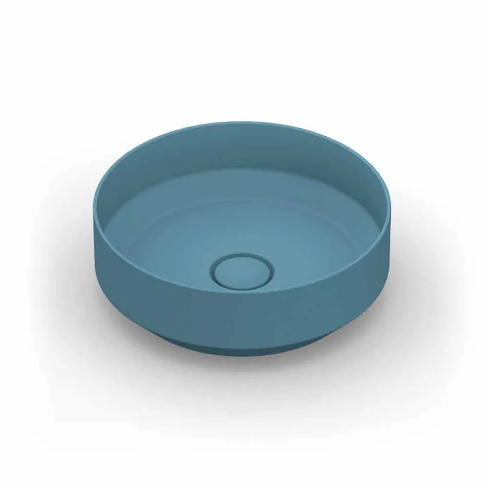 Round modern ceramic countertop washbasin made in Italy, Yoel Viadurini