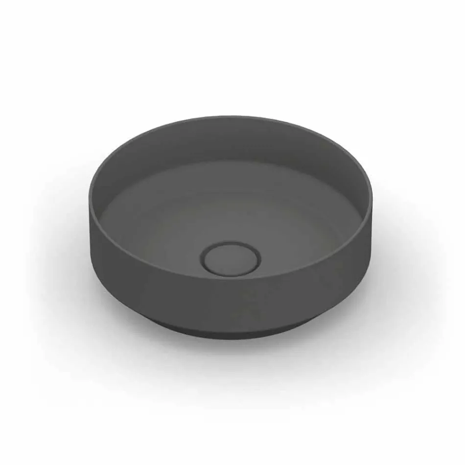 Round modern ceramic countertop washbasin made in Italy, Yoel Viadurini