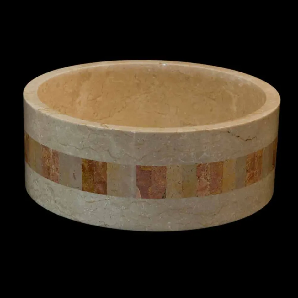 from round washbasin in natural stone Clio White Viadurini