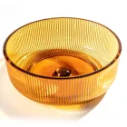 Round Countertop Washbasin in Plissè Venetian Glass Made in Italy - Zircon Viadurini